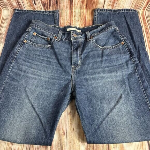 Levi's LOW PRO STRAIGHT Leg Sz 28 Blue Distressed Jeans Denim Pants 29x29.5 - Picture 3 of 13